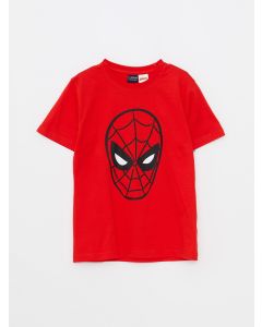 Crew Neck Spiderman Printed Short Sleeve Cotton Boy T-shirt