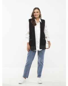 V Neck Patterned Women's Tricot Vest