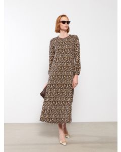 Crew Neck Patterned Long Sleeve Women's Dress