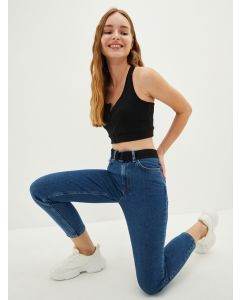 High Waist Mom Fit Belt Detailed Rodeo Women's Jean Trousers