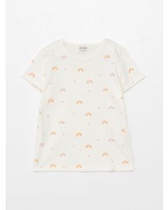 Crew Neck Printed Short Sleeve Girl T-shirt