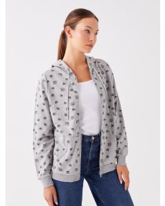 Hooded Polka Dot Long Sleeve Women's Sports Cardigan