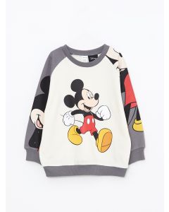 Crew Neck Long Sleeve Mickey Mouse Printed Baby Boy Sweatshirt