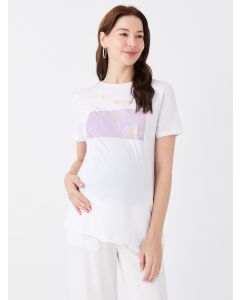 Crew Neck Printed Short Sleeve Maternity T-shirt