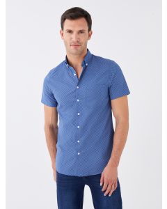 lim Fit Short Sleeve Patterned Men's Shirt