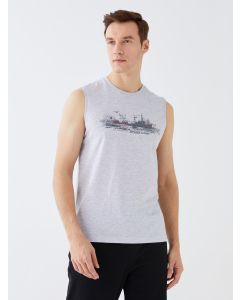 Crew Neck Printed Combed Cotton Men's Sleeveless T-Shirt