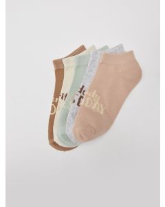 Slogan Printed Women's Booties Socks 5-Pack