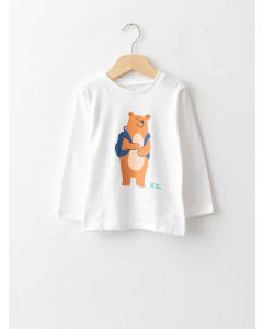 Crew Neck Long Sleeve Printed Cotton Baby Boy T-shirt