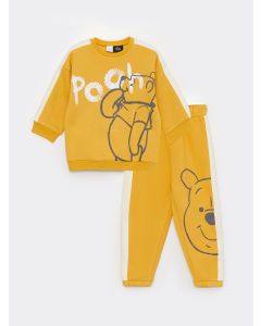 Crew Neck Long Sleeve Winnie the Pooh Printed Baby Boy Sweatshirt and Trousers 2-Pack Set