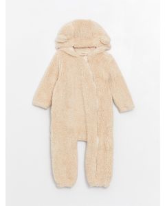 Hooded Long Sleeve Baby Girl Plush Jumpsuit