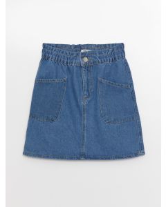 Elastic Waist Girl Jean Skirt