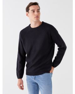 Crew Neck Long Sleeve Men's Tricot Sweater