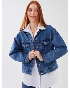 Shirt Neck Regular Long Sleeve Women's Jean Jacket