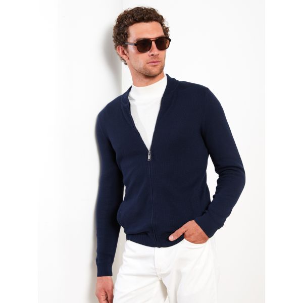 Standard Fit College Neck Men's Tricot Cardigan