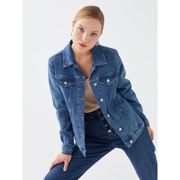 Shirt Collar Long Sleeve Women's Jean Jacket