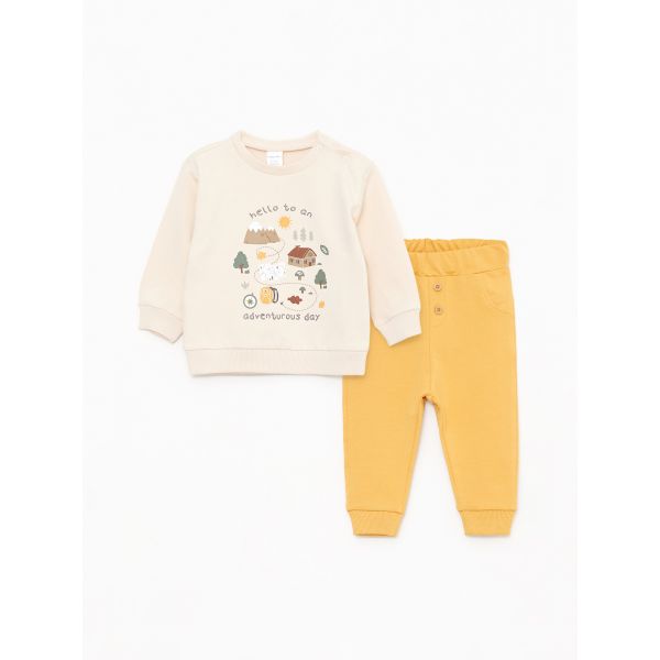 Crew Neck Long Sleeve Printed Baby Boy 2-Pack Set