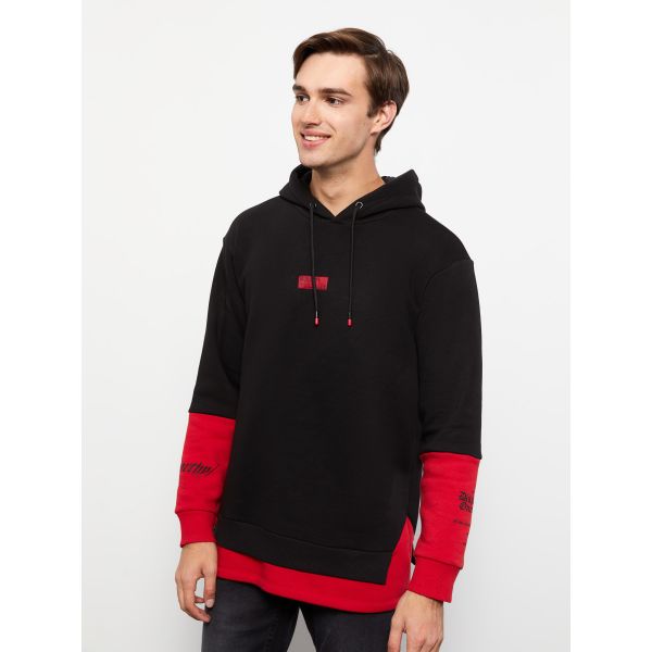 Oversize Hooded Long Sleeve Color Block Men's Hoodie