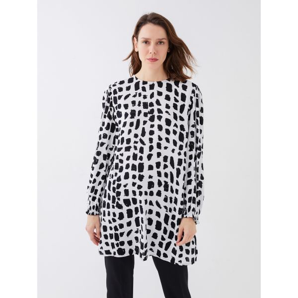 Crew Neck Patterned Long Sleeve Women's Tunic