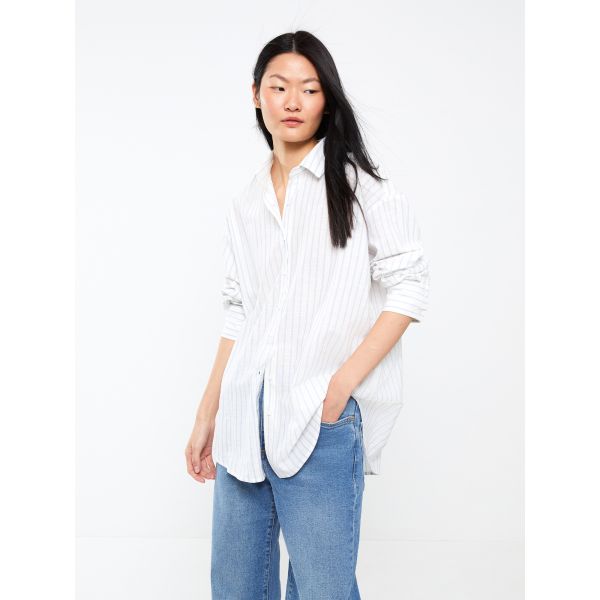 Striped Long Sleeve Oversize Women's Shirt