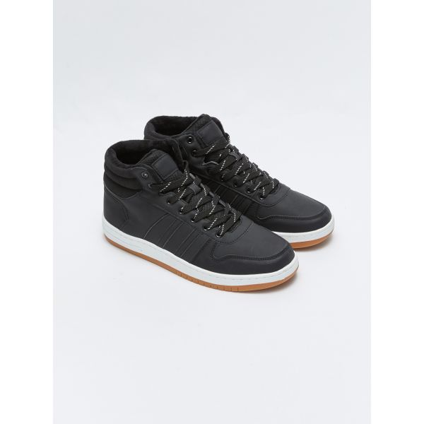 Leather Look Lace-Up Ankle-Length Men's Sneakers