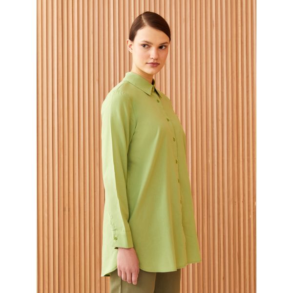 Shirt Collar Straight Long Sleeve Women's Tunic