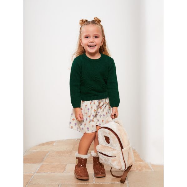 Crew Neck Long Sleeve Baby Girl Dress