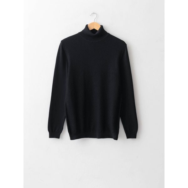 Turtleneck Long Sleeve Thin Men's Tricot Sweater