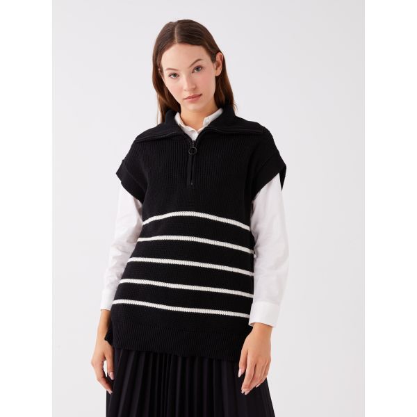 Shirt Collar Striped Oversize Women's Knitwear Sweater