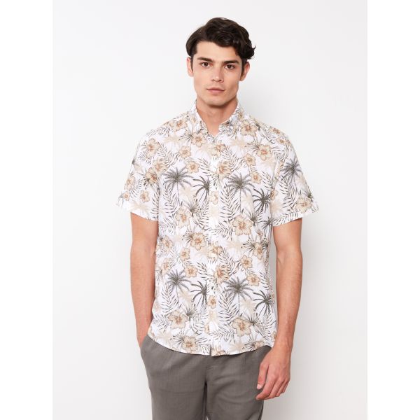 Regular Fit Short Sleeve Patterned Men's Shirt