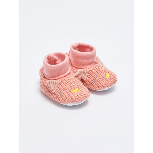 3D Applique Detailed Baby Girl Pre-Toddler House Shoes