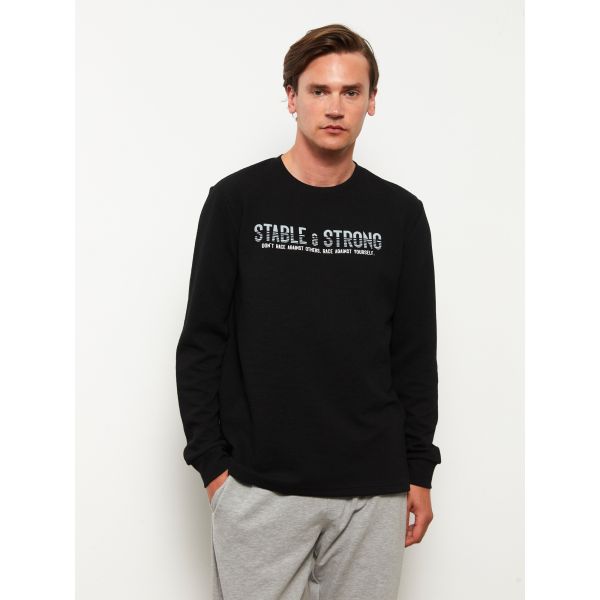 Crew Neck Long Sleeve Printed Men's Sweatshirt