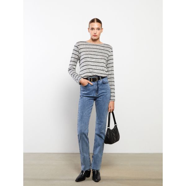 Crew Neck Striped Long Sleeve Women's T-shirt