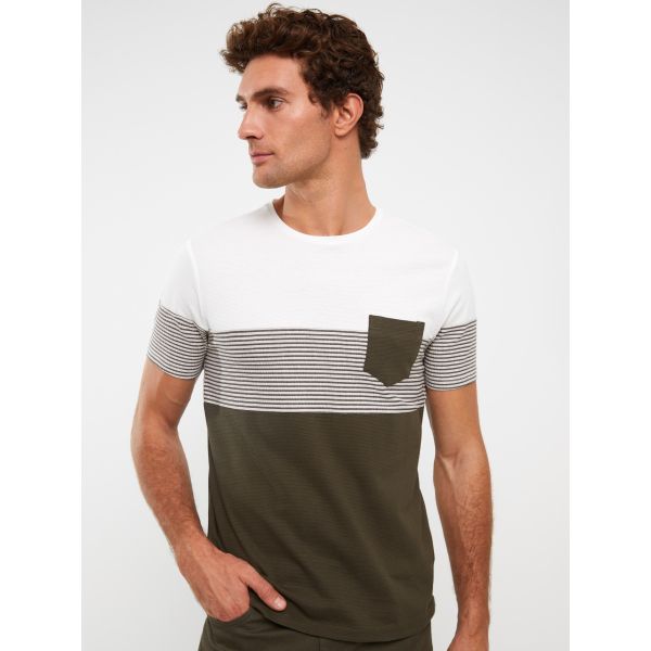 Crew Neck Short Sleeve Color Block Men's T-Shirt