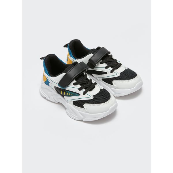 Lace-Up and Velcro Closure Color Block Boys Sneakers