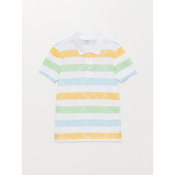 Polo Neck Striped Short Sleeve Boy T-Shirt