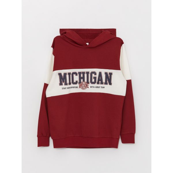 Hooded Printed Long Sleeve Boy Sweatshirt