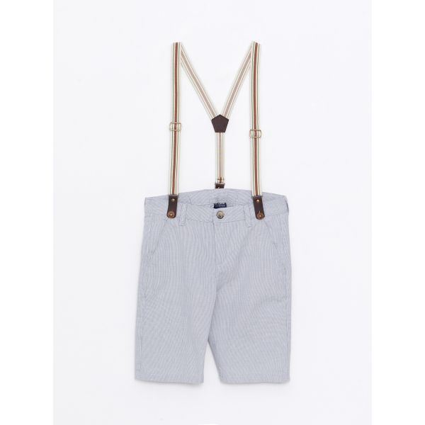 Striped Gabardine Boys Shorts and Suspenders