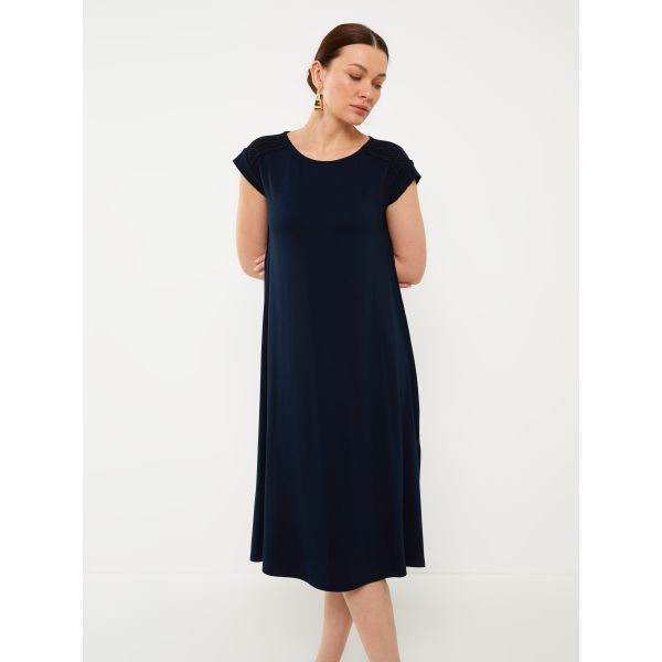 Crew Neck Straight Short Sleeve A Cut Women's Dress