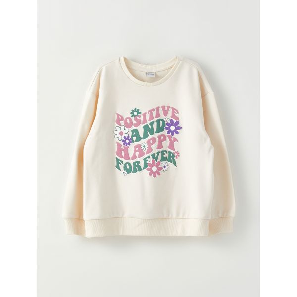 Crew Neck Printed Long Sleeve Girl Sweatshirt