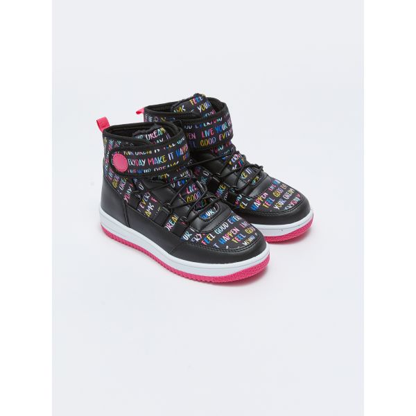 Printed Lace-up Velcro Girls' Ankle Boy Boots