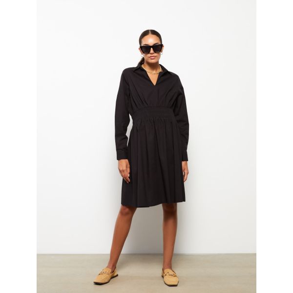 Shirt Neck Regular Long Sleeve Poplin Maternity Dress