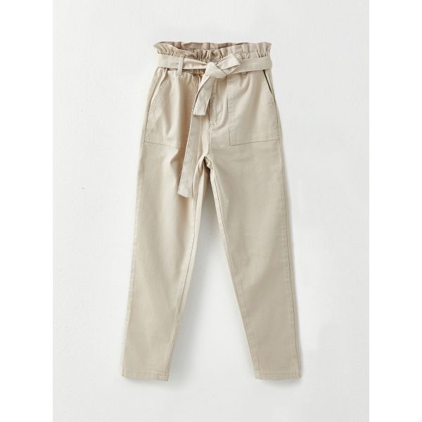 Elastic Waist Basic Gabardine Girl Trousers