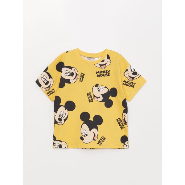 Crew Neck Short Sleeve Mickey Mouse Printed Baby Boy T-Shirt