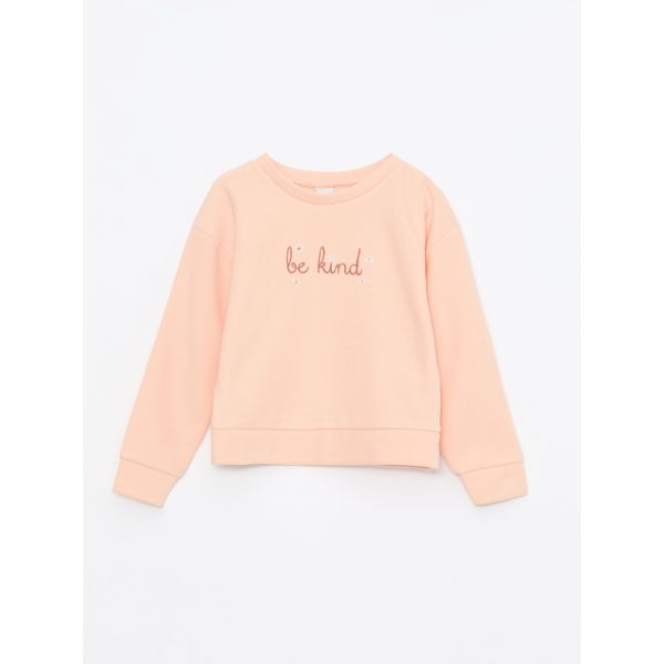 Crew Neck Embroidered Long Sleeve Girl Sweatshirt