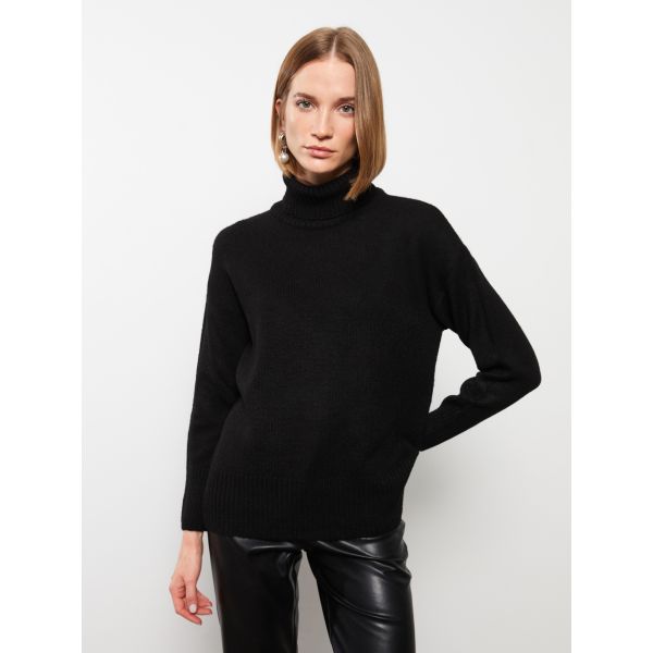 Turtleneck Regular Long Sleeve Women's Tricot Sweater