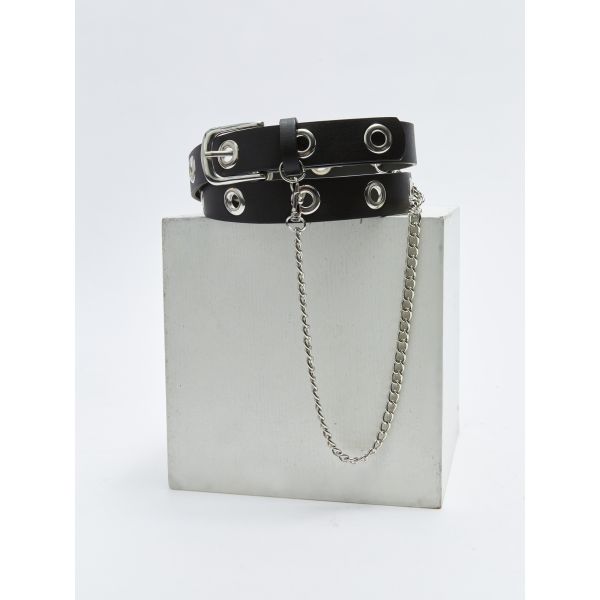 Eyelet Chain Detailed Women's Belt