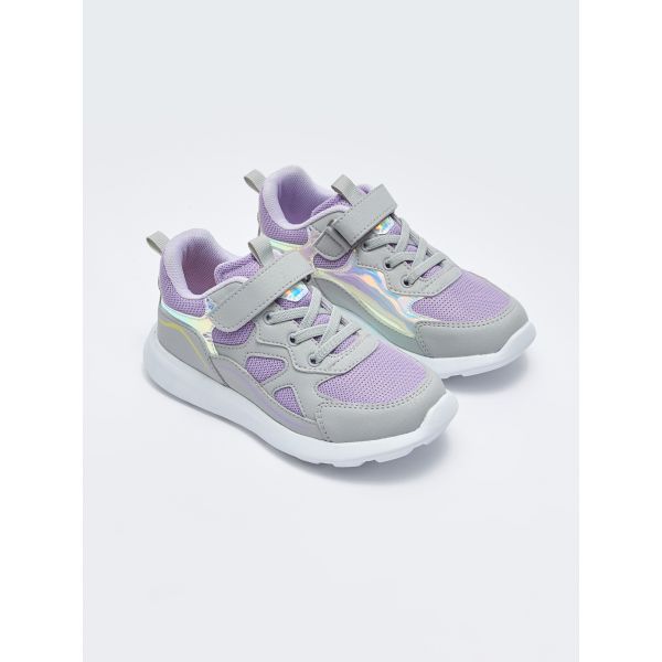 Hologram Detailed Velcro Fastening Girls' Active Sneakers