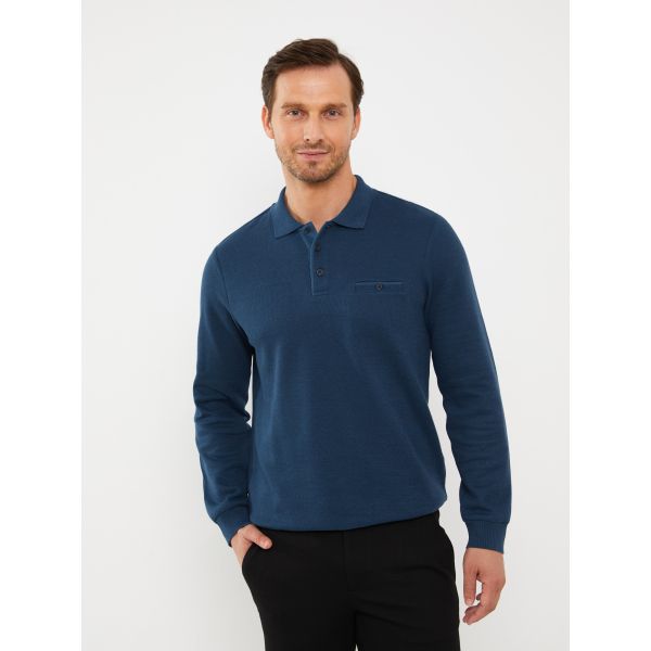 Polo Neck Long Sleeve Men's Sweatshirt