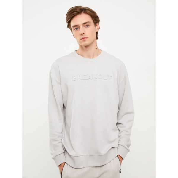 Crew Neck Long Sleeve Printed Men's Sweatshirt