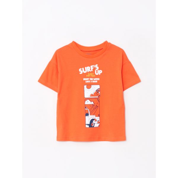 Crew Neck Short Sleeve Printed Baby Boy T-shirt